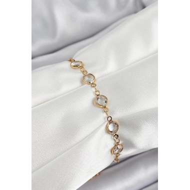 Mey İthalat® Pirinç Gold Renk Zirkon Taşlı Kadın Bileklik