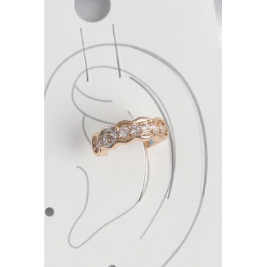 Mey İthalat® Pirinç Gold Renk Zirkon Taşlı Kadın Kıkırdak Küpe