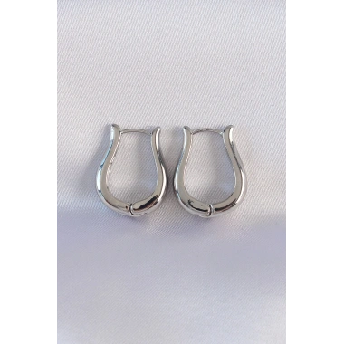 Mey İthalat® Pirinç Gümüş Renk İçi Boş Gül Küpe