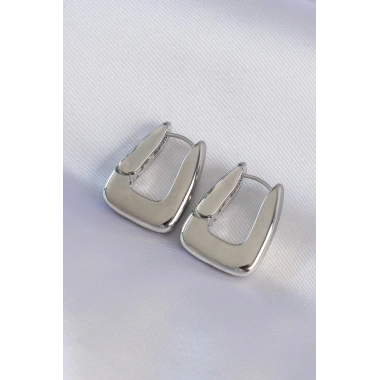 Mey İthalat® Pirinç Gümüş Renk Kalın Küpe