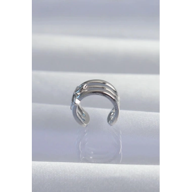 Mey İthalat® Pirinç Gümüş Renk Yonca Earcuff Küpe