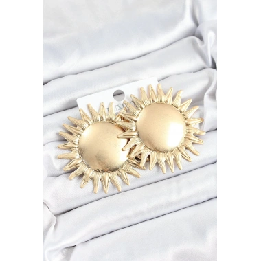 Mey İthalat® Pirinç Güneş Model Gold Renk Kadın Küpe