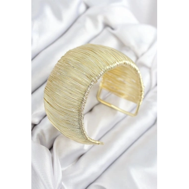 Mey İthalat® Pirinç Tel Sarma Model Gold Renk Kadın Bileklilk