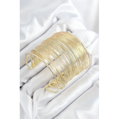 Mey İthalat® Pirinç Tel Sarma Model Gold Renk Kadın Bileklilk