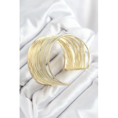 Mey İthalat® Pirinç Tel Sarma Model Gold Renk Kadın Bileklilk