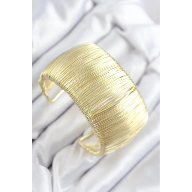 Mey İthalat® Pirinç Tel Sarma Model Gold Renk Kadın Bileklilk