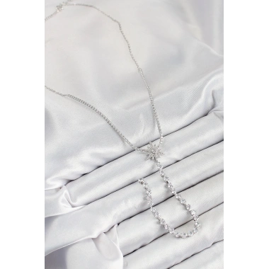 Mey İthalat® Pirinç Zirkon Taşlı Kutup Yıldızı Model Gold Renk Y Kolye
