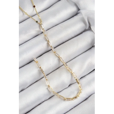 Mey İthalat® Pirinç Zirkon Taşlı Model Gold Renk Y Kolye