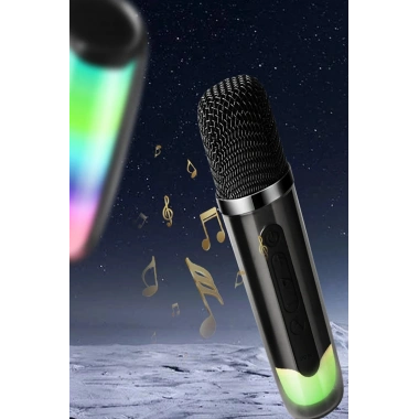 Mey İthalat® Pluse 7 Mikrofonlu RGB Kablosuz Hoparlör - Beyaz