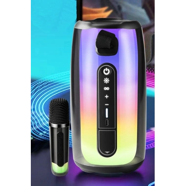 Mey İthalat® Pluse 7 Mikrofonlu RGB Kablosuz Hoparlör - Beyaz
