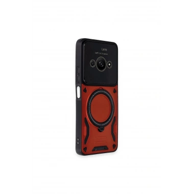 Mey İthalat®   Poco C61 Kılıf Joy Lens Standlı Kapak - Kırmızı