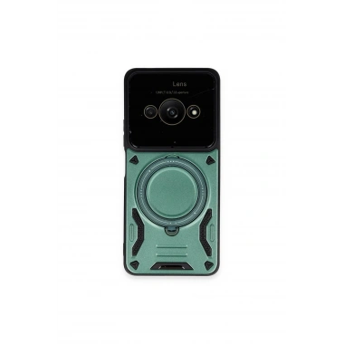 Mey İthalat®   Poco C61 Kılıf Joy Lens Standlı Kapak - Koyu Yeşil