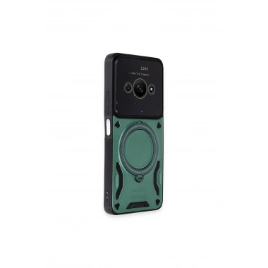 Mey İthalat®   Poco C61 Kılıf Joy Lens Standlı Kapak - Koyu Yeşil