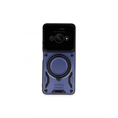 Mey İthalat®   Poco C61 Kılıf Joy Lens Standlı Kapak - Lacivert