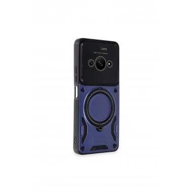 Mey İthalat®   Poco C61 Kılıf Joy Lens Standlı Kapak - Lacivert