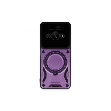 Mey İthalat®   Poco C61 Kılıf Joy Lens Standlı Kapak - Mor