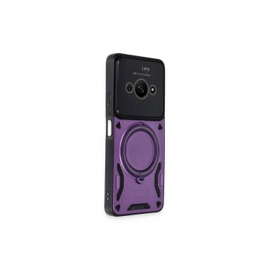 Mey İthalat®   Poco C61 Kılıf Joy Lens Standlı Kapak - Mor