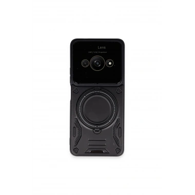 Mey İthalat®   Poco C61 Kılıf Joy Lens Standlı Kapak - Siyah