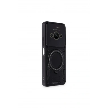 Mey İthalat®   Poco C61 Kılıf Joy Lens Standlı Kapak - Siyah