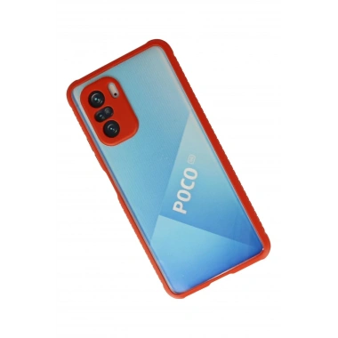 Mey İthalat® Poco F3 Kılıf Miami Şeffaf Silikon - Kırmızı