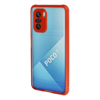 Mey İthalat® Poco F3 Kılıf Miami Şeffaf Silikon - Kırmızı