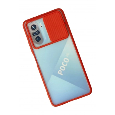 Mey İthalat® Poco F3 Kılıf Palm Buzlu Kamera Sürgülü Silikon - Kırmızı