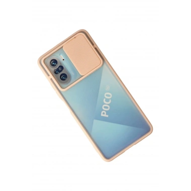 Mey İthalat®   Poco F3 Kılıf Palm Buzlu Kamera Sürgülü Silikon - Pembe