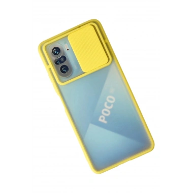 Mey İthalat® Poco F3 Kılıf Palm Buzlu Kamera Sürgülü Silikon - Sarı