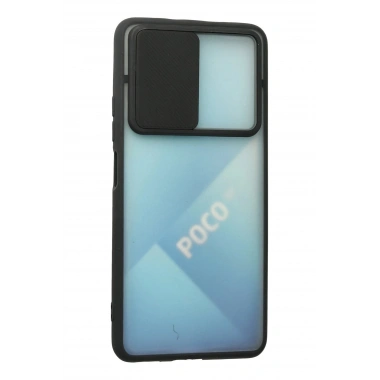 Mey İthalat® Poco F3 Kılıf Palm Buzlu Kamera Sürgülü Silikon - Siyah