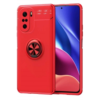 Mey İthalat®   Poco F3 Kılıf Range Yüzüklü Silikon - Kırmızı