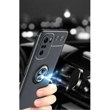 Mey İthalat® Poco F3 Kılıf Range Yüzüklü Silikon - Mavi