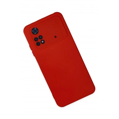 Mey İthalat®   Poco M4 Pro 4G Kılıf Nano içi Kadife Silikon - Kırmızı