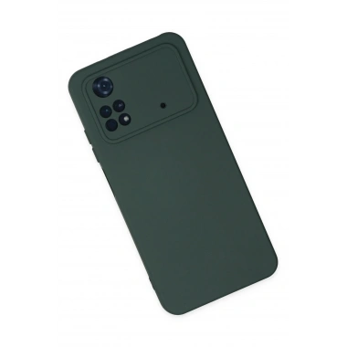 Mey İthalat®   Poco M4 Pro 4G Kılıf Nano içi Kadife Silikon - Koyu Yeşil
