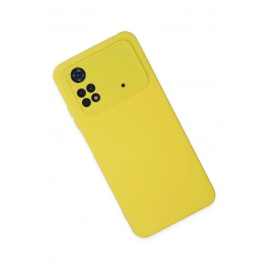 Mey İthalat®   Poco M4 Pro 4G Kılıf Nano içi Kadife Silikon - Sarı