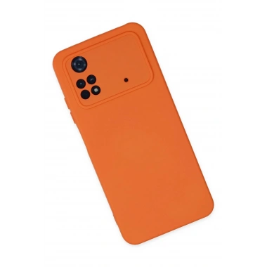 Mey İthalat®   Poco M4 Pro 4G Kılıf Nano içi Kadife Silikon - Turuncu