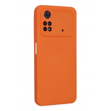 Mey İthalat®   Poco M4 Pro 4G Kılıf Nano içi Kadife Silikon - Turuncu
