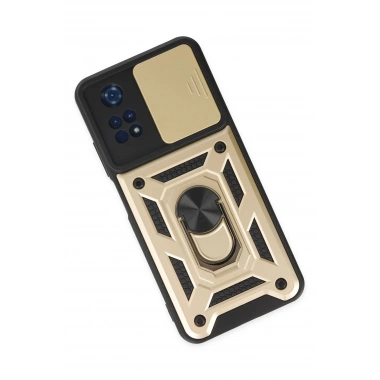 Mey İthalat®   Poco M4 Pro 4G Kılıf Pars Lens Yüzüklü Silikon - Gold