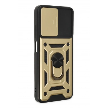 Mey İthalat®   Poco M5 Kılıf Pars Lens Yüzüklü Silikon - Gold