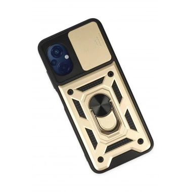 Mey İthalat®   Poco M5 Kılıf Pars Lens Yüzüklü Silikon - Gold
