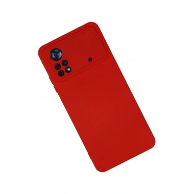 Mey İthalat®   Poco X4 Pro 5G Kılıf Nano içi Kadife Silikon - Kırmızı