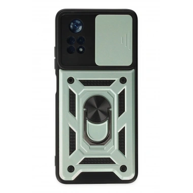 Mey İthalat®   Poco X4 Pro 5G Kılıf Pars Lens Yüzüklü Silikon - Yeşil