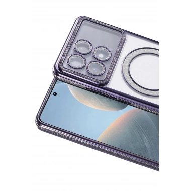 Mey İthalat®   Poco X6 Pro Joke Simli Magneticsafe Kılıf - Derin Mor