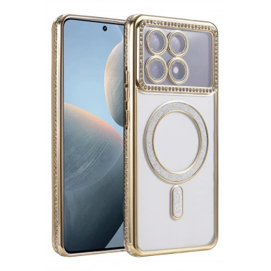 Mey İthalat®   Poco X6 Pro Joke Simli Magneticsafe Kılıf - Gold