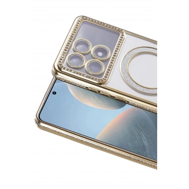 Mey İthalat®   Poco X6 Pro Joke Simli Magneticsafe Kılıf - Gold