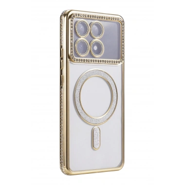 Mey İthalat®   Poco X6 Pro Joke Simli Magneticsafe Kılıf - Gold