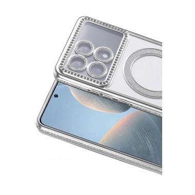 Mey İthalat®   Poco X6 Pro Joke Simli Magneticsafe Kılıf - Gümüş