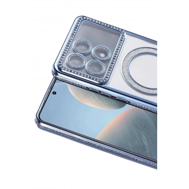 Mey İthalat®   Poco X6 Pro Joke Simli Magneticsafe Kılıf - Mavi