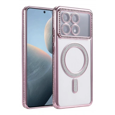 Mey İthalat®   Poco X6 Pro Joke Simli Magneticsafe Kılıf - Pembe