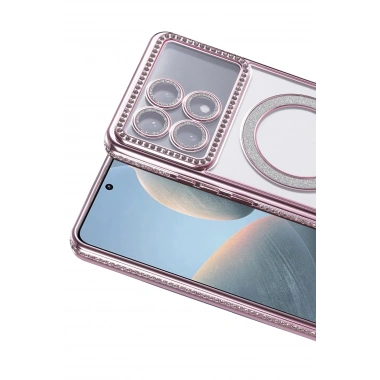 Mey İthalat®   Poco X6 Pro Joke Simli Magneticsafe Kılıf - Pembe