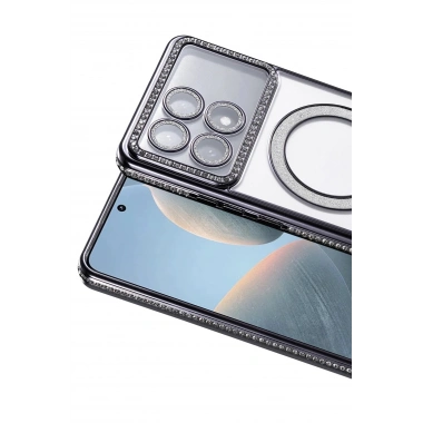 Mey İthalat®   Poco X6 Pro Joke Simli Magneticsafe Kılıf - Siyah